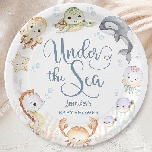 Gender Neutral Ocean Baby Shower Gender Neutral  ペーパープレート
