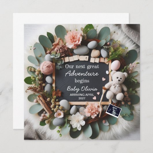 gender neutral pregnancy announcement Editable 案内状 (正面/裏面)