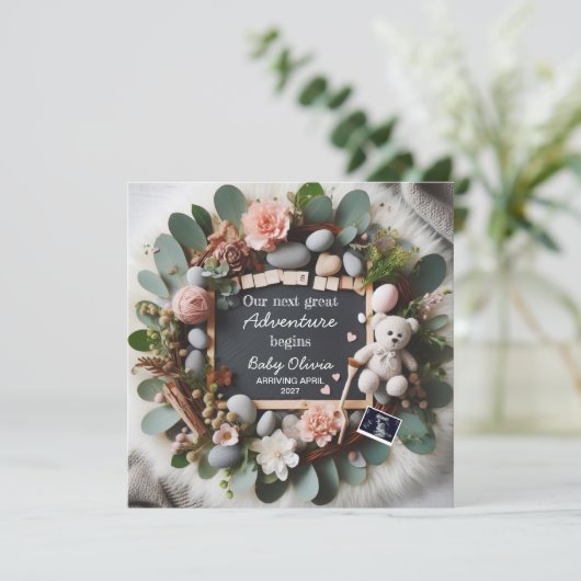 gender neutral pregnancy announcement Editable 案内状 (スタンド正面)