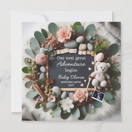 gender neutral pregnancy announcement Editable 案内状 (正面)