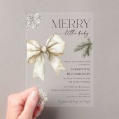 Gender neutral rustic bow snowflakes baby shower アクリル招待状 (インサイチュ (ポータブル))