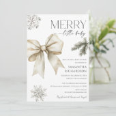 Gender neutral rustic bow snowflakes baby shower 招待状 (スタンド正面)