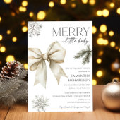 Gender neutral rustic bow snowflakes baby shower 招待状