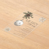 Gender neutral simple rustic winter baby shower アクリル招待状 (レイダウン)