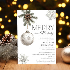 Gender neutral simple rustic winter baby shower 招待状