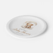 Gender Neutral Teddy Bear Moon Stars Baby Shower ペーパープレート (アングル)