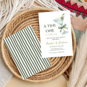 Gender Neutral Tiny One is on the Way, Olive Green 招待状