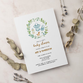 Gender Neutral Vintage Toys Baby Shower  招待状