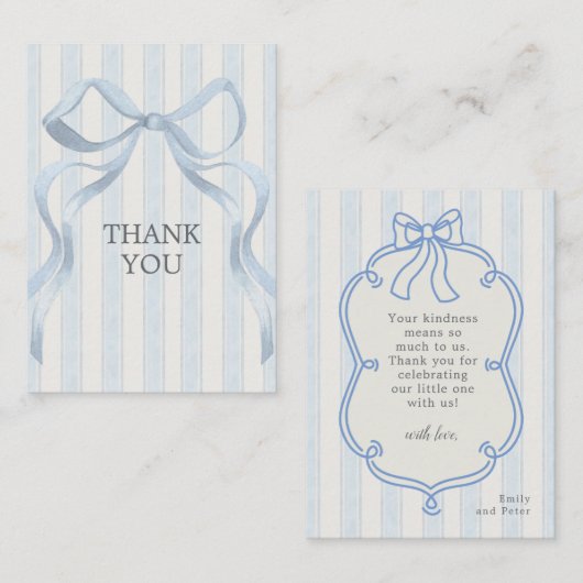 Gender Neutral Watercolor Blue Bow Baby Shower  ノートカード (正面/裏面)