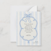 Gender Neutral Watercolor Blue Bow Baby Shower  ノートカード (裏面)