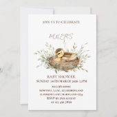 Gender Neutral Watercolor Duckling Baby Shower Inv 招待状 (正面)