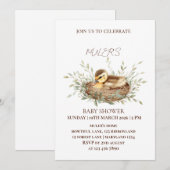 Gender Neutral Watercolor Duckling Baby Shower Inv 招待状 (正面/裏面)