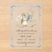 Gender Neutral watercolor Squirrel Baby Shower  アクリル招待状 (正面)
