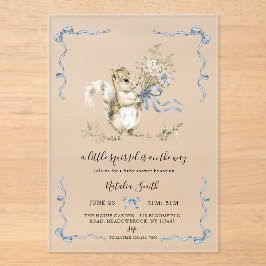 Gender Neutral watercolor Squirrel Baby Shower  アクリル招待状