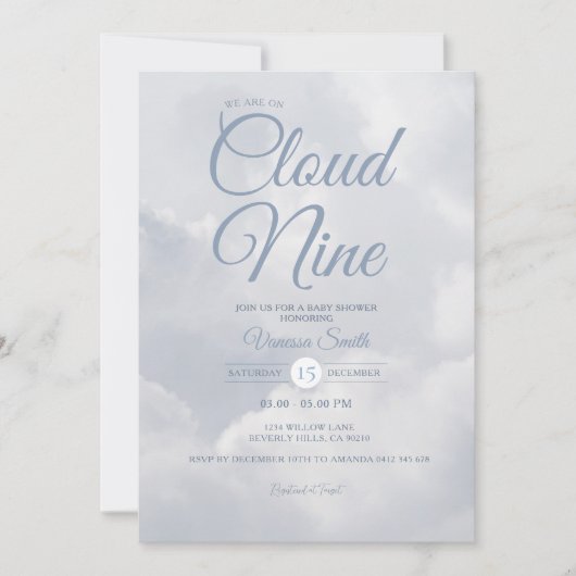 Gender Neutral We Are On Cloud Nine Baby Shower 招待状 (正面)