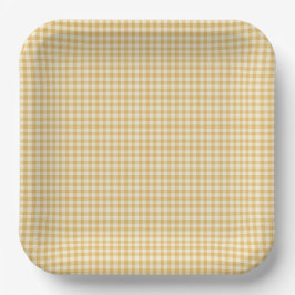Gender Neutral Yellow Gingham Paper Plate ペーパープレート