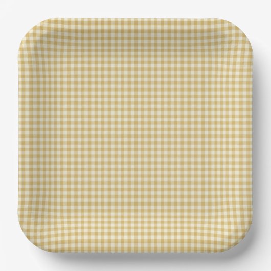 Gender Neutral Yellow Gingham Paper Plate ペーパープレート (正面)