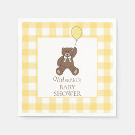 Gender Neutral Yellow Teddy Bear Baby Shower スタンダードカクテルナプキン