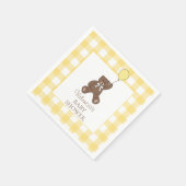Gender Neutral Yellow Teddy Bear Baby Shower スタンダードカクテルナプキン (角)