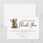 Gender NeutralTeddy Bear Baseball Baby Shower サンキューカード (正面/裏面)