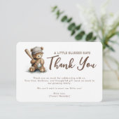 Gender NeutralTeddy Bear Baseball Baby Shower サンキューカード (スタンド正面)