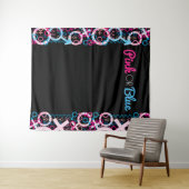 GENDER REVEALピンクまたはブルーのベビー写真の背景 タペストリー (インサイチュ(横))