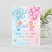 Gender reveal baby shower blue pink boy girl 招待状 (スタンド正面)