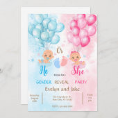 Gender reveal baby shower blue pink boy girl 招待状 (正面/裏面)