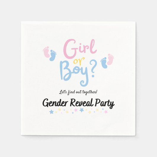 Gender reveal, baby shower, boy or girl? スタンダードカクテルナプキン (正面)