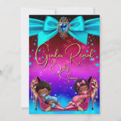 Gender reveal Baby Shower Girl Boy Pink Blue Shoe 招待状 (正面)