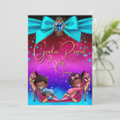 Gender reveal Baby Shower Girl Boy Pink Blue Shoe 招待状 (スタンド正面)