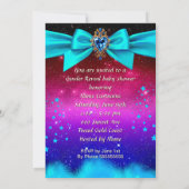 Gender reveal Baby Shower Girl Boy Pink Blue Shoe 招待状 (裏面)