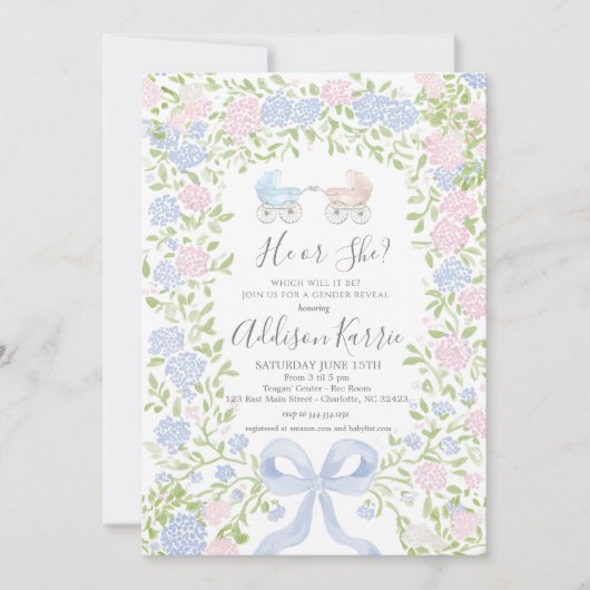 Gender Reveal Baby Shower invitation 招待状 (正面)