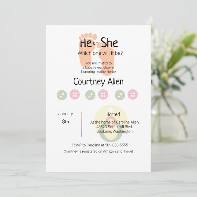 Gender Reveal Baby Shower Invite (スタンド正面)