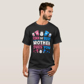 Gender Reveal Baby Shower Pink Or Blue Brother Lov Tシャツ (正面フル)