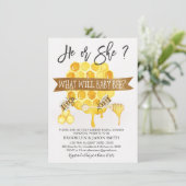 Gender Reveal Beeをテーマにしたベビーシャワー招待状 招待状 (スタンド正面)