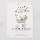 Gender Reveal Boho Baby Stroller Baby Shower  招待状 (正面)