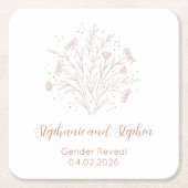 Gender Reveal - Boho Floral スクエアペーパーコースター (正面)