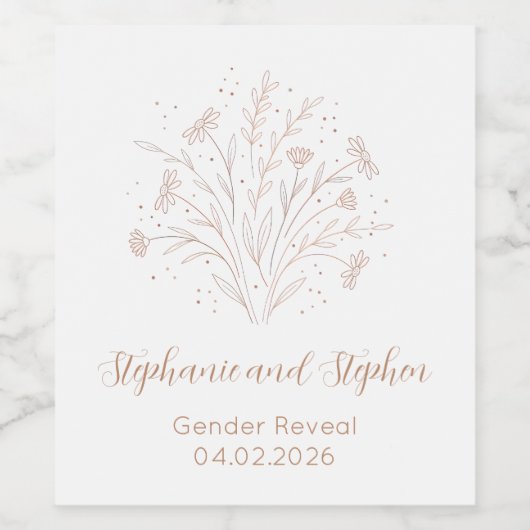 Gender Reveal - Boho Floral ワインラベル (シングルラベル)
