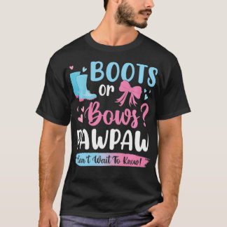 Gender reveal bootsまたはbows Pawpawマッチングベビーp Tシャツ