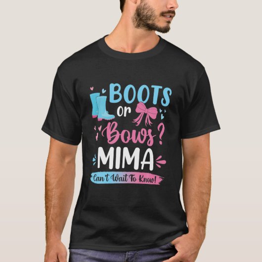 Gender Reveal Boots Or Bows Mima Matching Baby Par Tシャツ (正面)