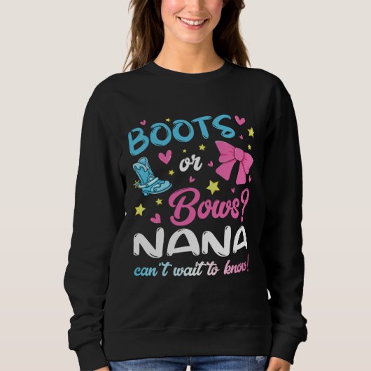 Gender Reveal Boots or Bows Nana Matching Baby Par スウェットシャツ (正面)