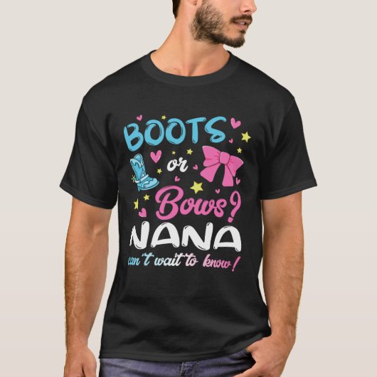 Gender Reveal Boots or Bows Nana Matching Baby Par Tシャツ (正面)
