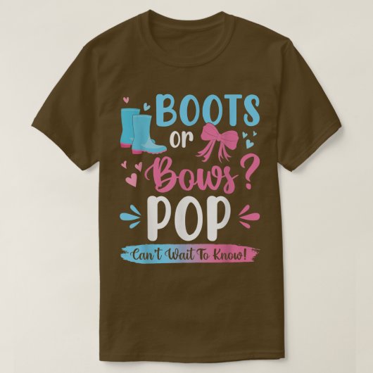 Gender reveal boots or bows Pop matching baby part Tシャツ (デザイン正面)