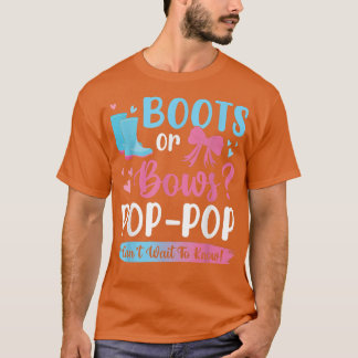 Gender reveal boots or bows Pop Pop matching baby  Tシャツ