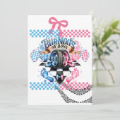 Gender Reveal Boy or Girl Party Cars Bows 招待状 (スタンド正面)