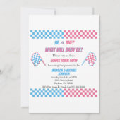 Gender Reveal Boy or Girl Party Cars Bows 招待状 (裏面)