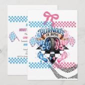 Gender Reveal Boy or Girl Party Cars Bows 招待状 (正面/裏面)