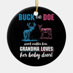 Gender Reveal BuckまたはDoeパーティーGranma セラミックオーナメント