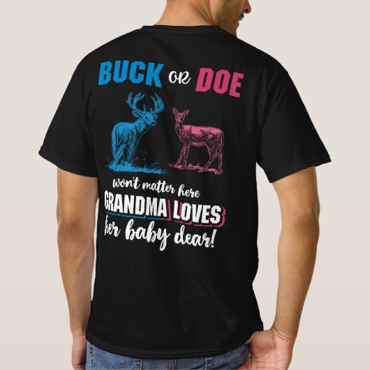 Gender Reveal BuckまたはDoeパーティーGranma Tシャツ (裏面)